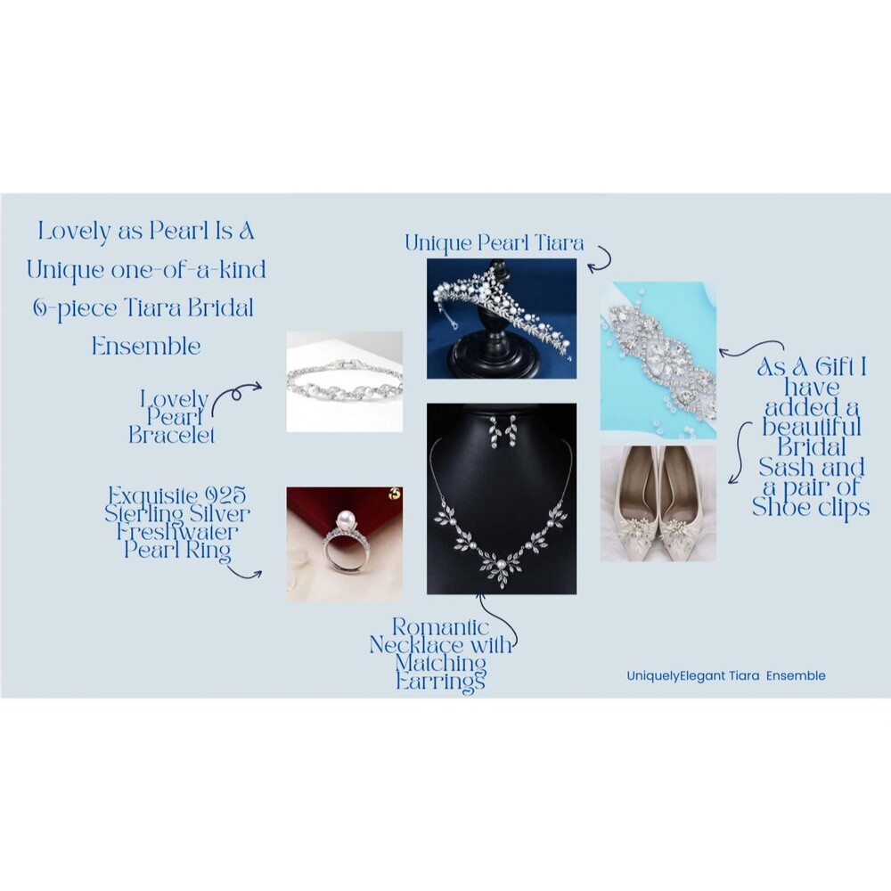 Lovely As Pearl Is A Unique one-of-a-kind 6 pieces Tiara Ensemble